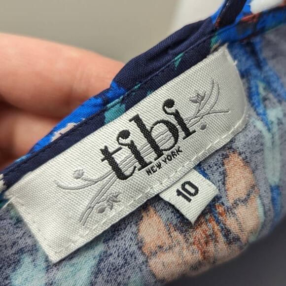 Tibi Dress Size 10 Silk Floral Ruffle Top Romcomcore Dinner Date Night Party - Picture 7 of 9